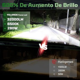 9006 HB4 LED Focos para Delantero, 280W 32,000LM 600% Brillo Faros | 6500K Blanco Kits de Conversión, Luz Baja Luces, 2 Paquetes