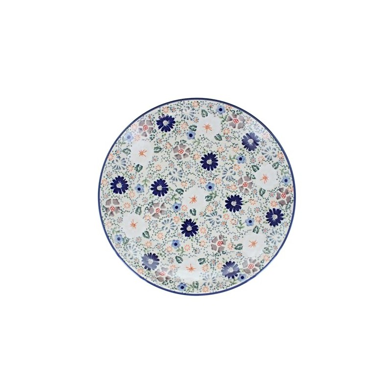 Blue Rose Polish Pottery - Gray Carnival Dinner Plate -