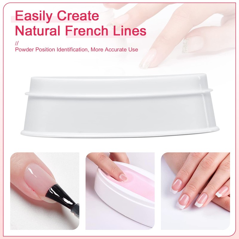 krofaue Nail Dip Container Dipping Powder Tray French Nail Smile