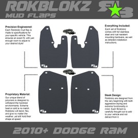 RokBlokz Mud Flaps for Dodge Ram. Fits 2010 + 1500 2500 3500. Dodge Mud Guards Come in 2 Sizes for Stock or Lifted/Oversize Tires. (Large (V2), Black)