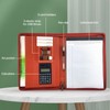 Zippered Padfolio A4 PU Leather Portfolio Organizer with Calculator for