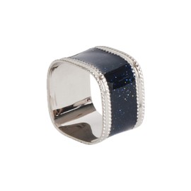SARO LIFESTYLE NR217.BK Collection Sparkling Square Design Napkin Rings (Set of 4), 3" x 3", Black