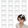 20 PCS White Lace Bow Hair Clips Metal alligator Bowknot
