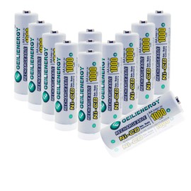 GEILIENERGY Solar Light AA Ni-CD 1000mAh Rechargable Batteries,AA Rechargeable Batteries for Solar Lights Solar Lamp(Pack of 12)