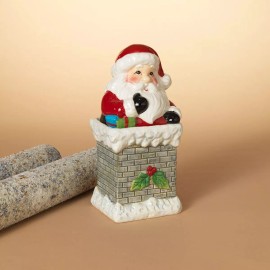 Christmas lights are us LLC 11.5"H Dolomite Santa On Chimney Cookie Jar