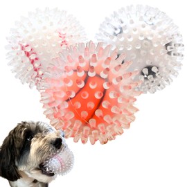 Puppy Party 3.5" Squeaky Spiky Dog Balls 3 Pack - Premium Durable Non-Toxic Rubber, Double Layered for Added Toughness, Great for Medium to Large Dogs