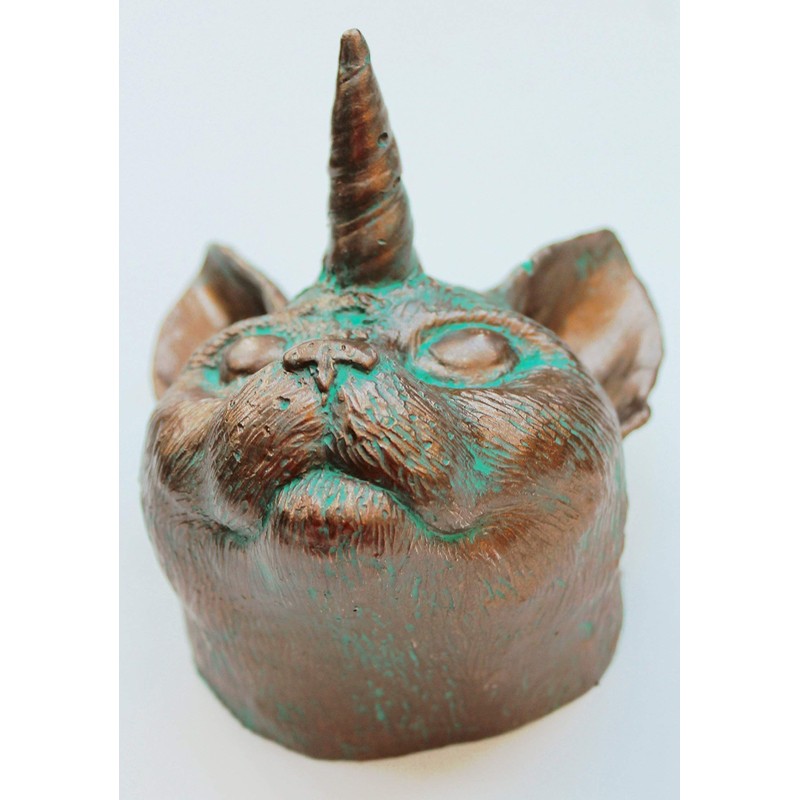 Bronze Cat Unicorn Wall Mount