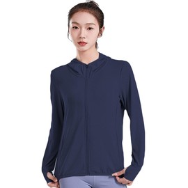 AOIIWER Women's Rash Guard, UV Protection, UPF 50+ Cooling Sensation, Sunscreen, Finger Hole, Long Sleeve, Pockets, Breathable, Quick Drying, Body Cover, Summer, Hooded, Bicycle, Motorcycle, Driving,