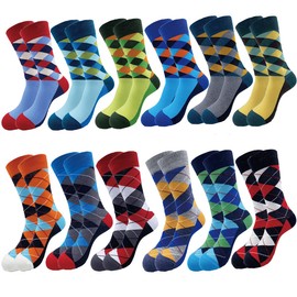 rockbottom Men's Fun Set Dress Socks-Colorful Funny Novelty Cotton Funky Crew Socks Pack,Art Socks (21-International grid), 7.5-12