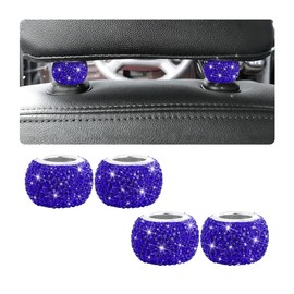 XINLIYA 4 Pack Car Headrest Collars, Bling Car Head Rest Collars Rings Decor, Rhinestone Car Head Rest Collars, Interior Car Seat Accessory, Crystal Decoration Charms for Car SUV Truck (Dark Blue)