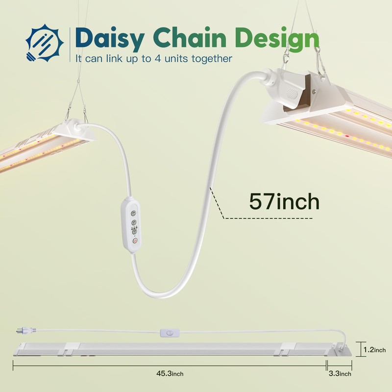 FREELICHT 1 Pack 4ft LED Grow Light with Timer, 60W