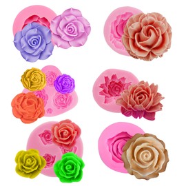 6 Pack Flower Mold Peony Mold Rose Mold Sunflower Mold Flower Resin Casting Mold Resin Making Molds Silicone Mold for Candle Home Decorate Mold Candle Making Mold 3D Animal Mold