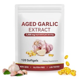 Aged Garlic Extract Softgels 120 Count, Odourless Allium Sativum Formula, Non-GMO & Gluten Free, Heart & Immune Support, Daily Herbal Supplement