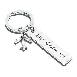 Pilot Gift Flight Attendant Gift Fly Safe Keychain Traveler Gift Family Friend Gift for Husband, Boyfriend, dad