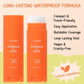 UCANBE 2-IN-1 Eyebrow & Edge Glue Stick，Waterproof Clear Brow Gel, Transfer-Proof, Extreme Hold, Quick-Dry, Lightweight for Styling, Fixing Baby Hair & Makeup