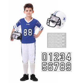 aicoaub Kids Football Helmet Costume Toddler Youth Boy Football Uniform Set for Boys Girls with Helmet Numbers Alphabet