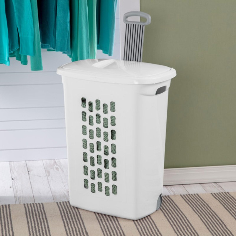 Sterilite 3-Pack Ultra Wheeled Hamper, Laundry Basket w/ Flip-Top Lid