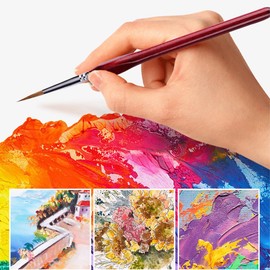 iLamdeetek Detail Brush Set (6 Pieces), Watercolor Acrylic and Oil Painting Set for Artists, Adults and Children, Dark Red