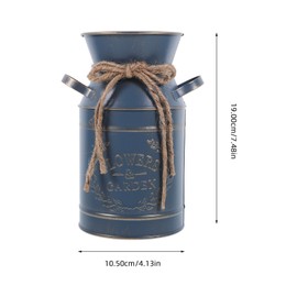 Cabilock Rustic Chic Vase,Metal Galvanized Milk Can Country Rustic Decorative Buckets Planter Vase with Handle Watering Can Tin Jug French Style Bucket Pot Pitcher for Garden