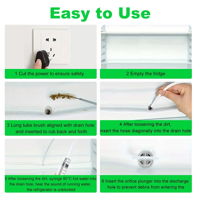 BZTT 8 PCS Refrigerator Drain Cleaning Tool - Fridge Water