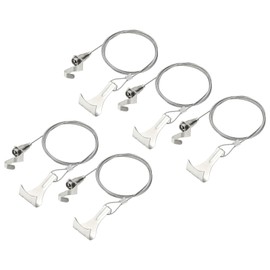 sourcing map 5Pcs Adjustable Picture Hanging Wire Kit 1.5m x 1.5mm Hanging Rope with S Hooks