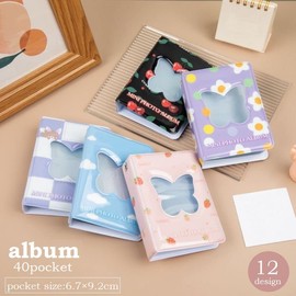 Plus Nao Album Photo Holder, Pocket Type, 40 Pieces, Mini Size, Compact, Trading Cards, Photos, Storage, Files, Collect Book, Strawberry × Heart