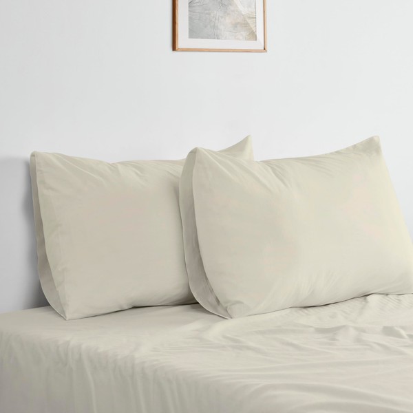 Bioweaves 100% Organic Washed Cotton Percale Weave Pillow Cases Standard