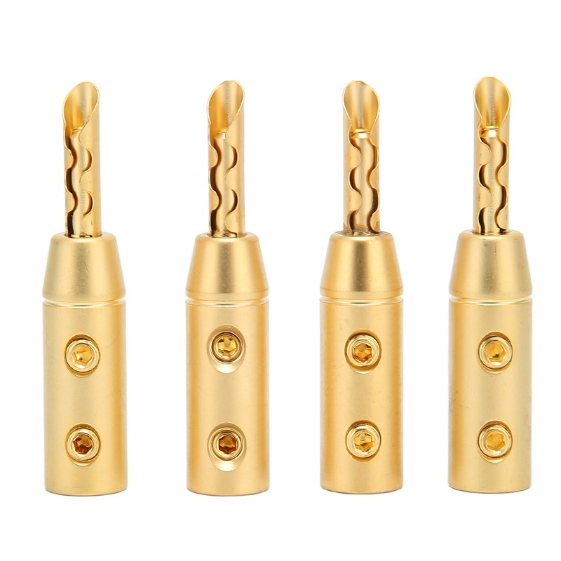 4pcs BFA Banana Plug Brass Gold Plated Open Screw Speaker