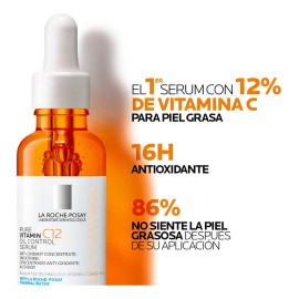 Serum Pure Vitamin C12 Oil Control 30ml Roche Posay Todo Tipo Piel Noche