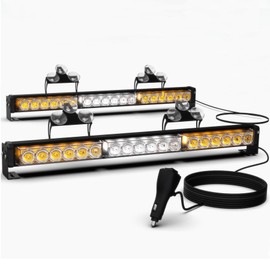 DOXMALL 2x17.7 Inch Emergency Traffic Advisor Strobe Light Bars, 32 LED Safety Warning Flashing Lights for Construction Vehicles Trucks- Front/Rear Windshield Mount