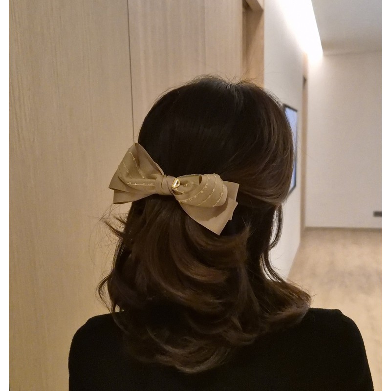 (4 types) Burnaby unbalanced lace feminine hairpin light gray /