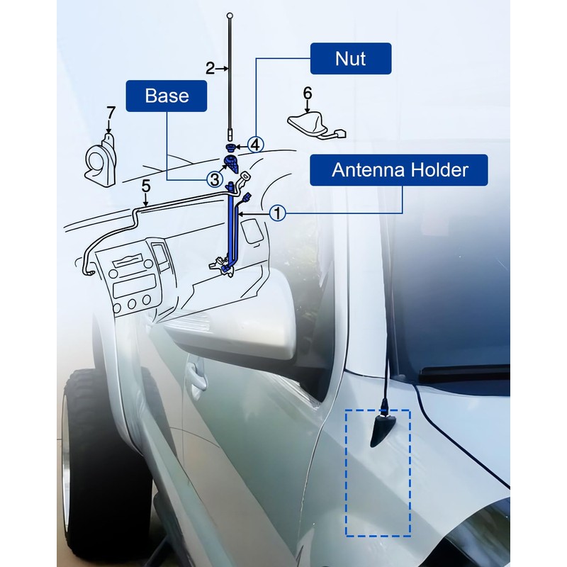 Manual Antenna Assembly for Toyota Tacoma 2005-2015 - Includes Antenna
