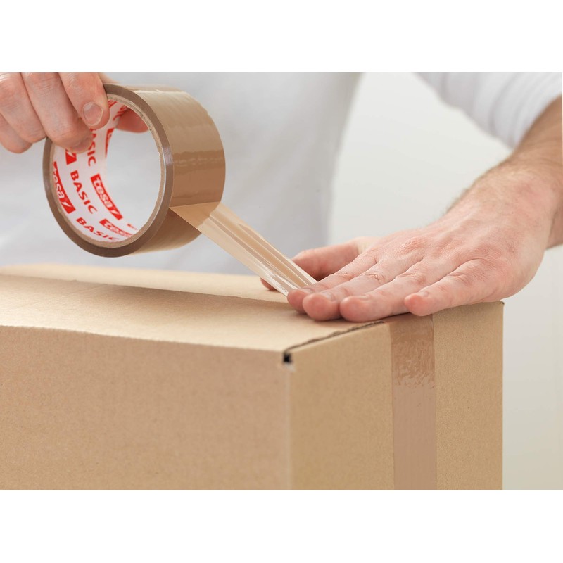 Tesa Basic Pack - 3 Pack of Packaging Tape, Brown