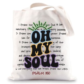 MYSOMY Psalm 150 Bible Verse Tote Bag Psalm 150 Praise The Lord Gifts Bible Scripture Gifts Christian Shoulder Bag (oh my soul uk1)