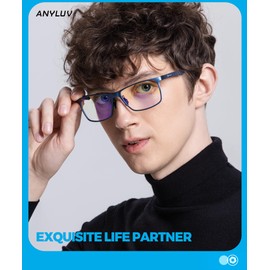 ANYLUV Blue Light Glasses Men/Women, Al-Mg Working Blue Light Blocking Glasses, Relieve Eyestrain Eye Protection-Black