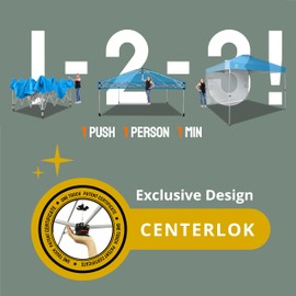 CROWN SHADES 10x10 Pop Up Canopy with 1 Side Wall - Beach Tent with One Push Setup - Outdoor Sun Shade for Events, Parties, Camping - Gazebo with STO-N-Go Cover Bag (Sky Blue)