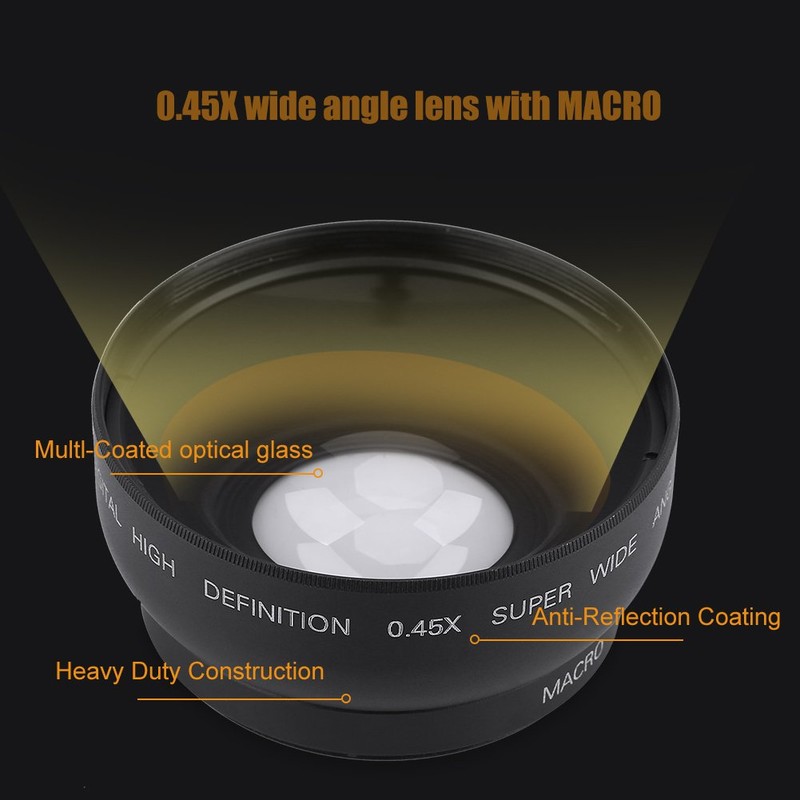 Wide Angle Lens with Macro 52mm 0.45X Wide Angle Conversion