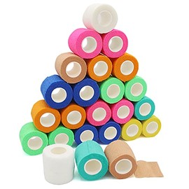 California Basics California Basics, Self Adhesive Bandage Wrap, 2 Inch by 5 Yards Non Woven Cohesive Bandage Rolls, 24 Pack, Vet/Stretch Wrap, Multi Colored Neon Medical Athletic Tape for Wrist, Waterproof
