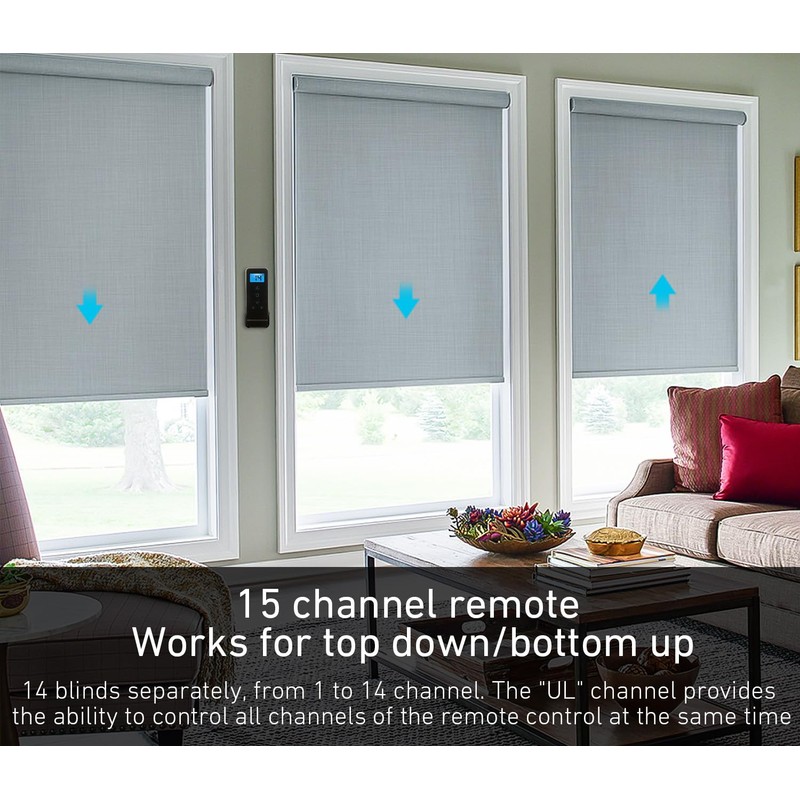 15-Channel Blind Remote Controller, Black -Replacement for Motorized Roller Shades,