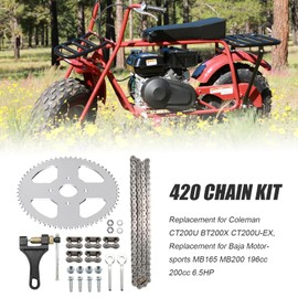 ZUDKSUY Mini Bike Chain Sprocket Kit 60T Rear Sprocket 90 Link 420 Chain, Replacement for Baja Motorsports MB165 MB200 196cc 200cc 6.5HP, Replacement for Coleman BT200X CT200U-EX CT200U 60 Tooth
