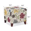 Adeco Floral Printed Linen Cube Ottoman Footstool,Square Foot Rest Stools