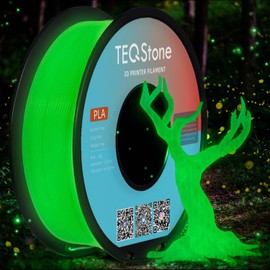 TEQStone Glow in The Dark PLA Filament 1.75mm Green, Consistent Diameter +/- 0.03mm, Vacuum Packaging, Compatible with Various 3D Printers, 1KG Spool