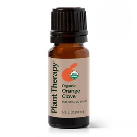 Plant Therapy Organic Orange Clove Essential Oil Blend 10 mL (1/3 oz) Bright, Bold, and Naturally Energizing, Great Addition to DIY Household Cleaners, Naturally Freshens The Air with Citrus & Spice