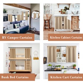 XTMYI Beige Waterproof Blackout Short Curtains 30x30 Inch Length
