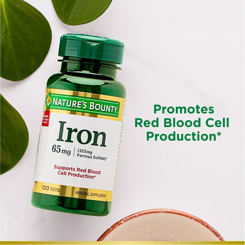 Nature’S Bounty Iron 65Mg, 325 Mg Ferrous Sulfate, Cellular Energy