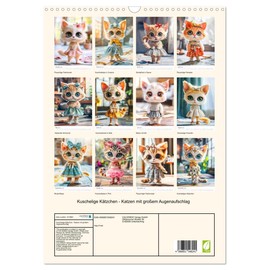 Cuddly kittens - cats with big eyes, US-Version (Wall Calendar 2026 DIN A3 Portrait), CALVENDO 12 Month Wall Calendar