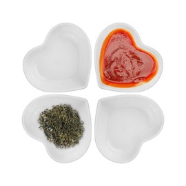 SCSpecial Set of 4 Ceramic Dipping Bowls 3" (Heart - White)
