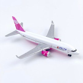 WngAur Airplane Model, Delta Pink Aircraft Die-cast Metal Planes Suitable for Collection and Desktop Decor