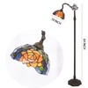 AVIVADIRECT Tiffany Floor Lamp Stained Glass Orange Red Rose Arched