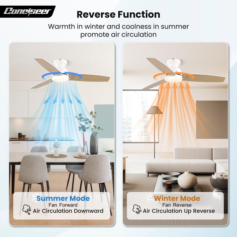 Modern Ceiling Fans with Lights, 42 Inch Ceiling Fan with